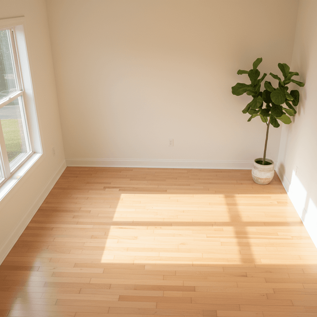 Bright empty room after a complete junk removal cleanout
